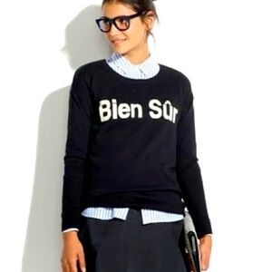 Madewell “Bien Sûr” Graphic Sweater — Black — Size Small